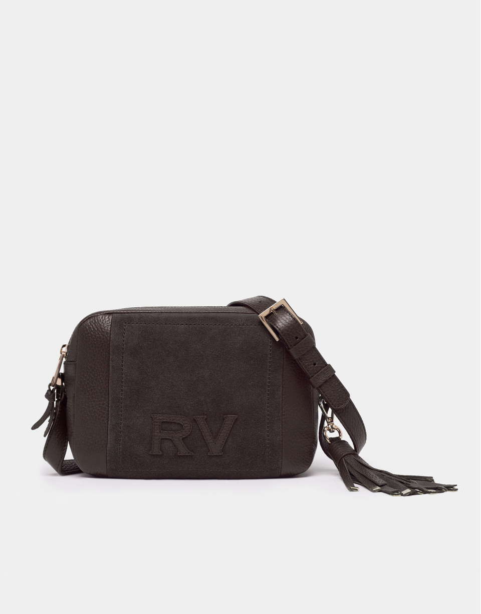 Bolso bandolera Louvre piel y serraje marrón