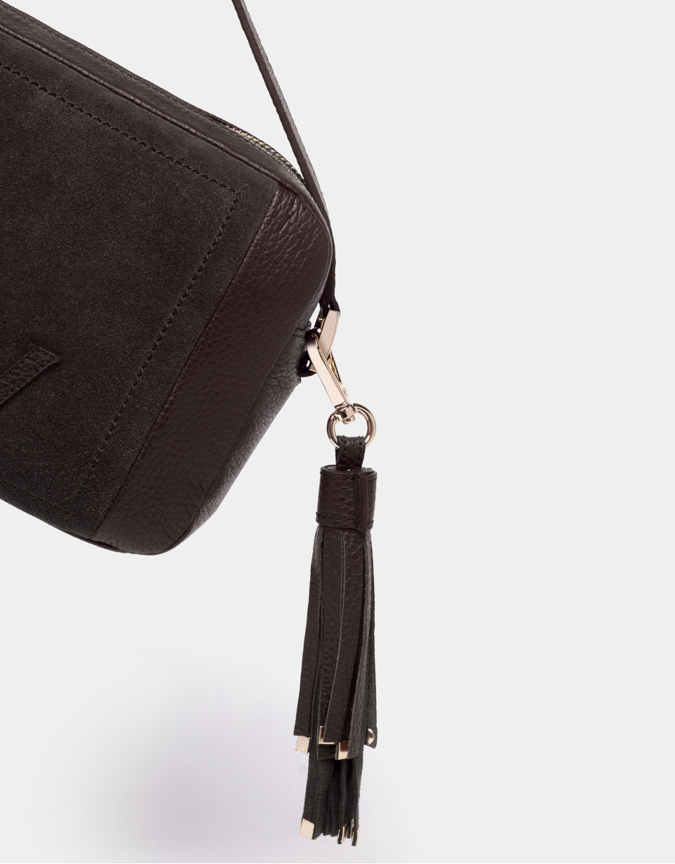 Bolso bandolera Louvre piel y serraje marrón