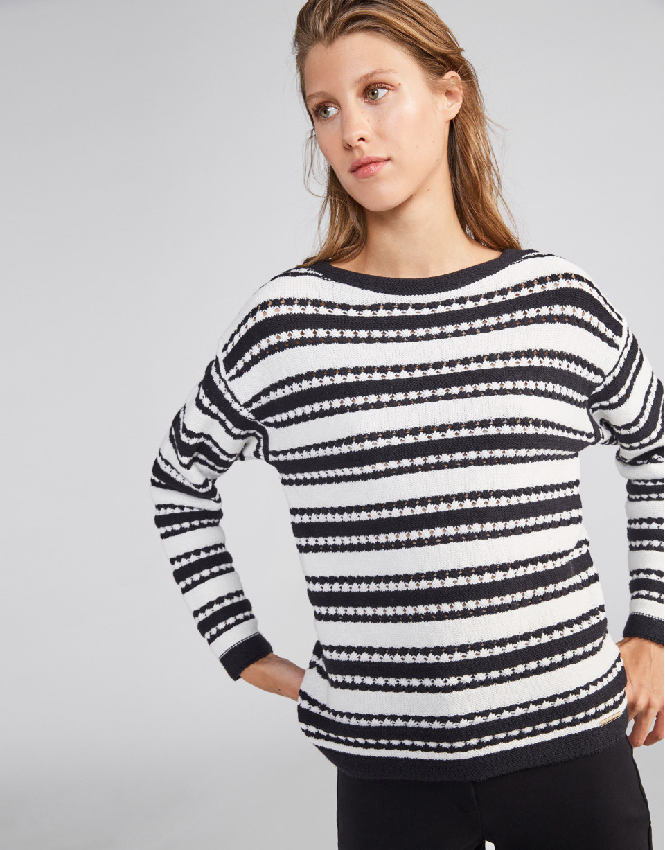 Black striped sweater with decoration