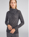 Jersey calado y cuello asimétrico gris marengo