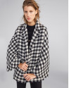 Houndstoohs wool cape coat