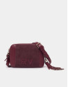 Bolso bandolera Louvre piel y serraje granate