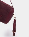 Bolso bandolera Louvre piel y serraje granate