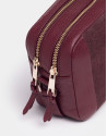 Burgundy leather and split leather Louvre shoulder bag