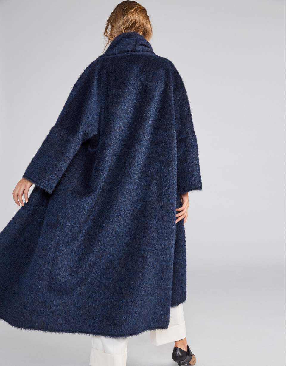 Long blue wool coat