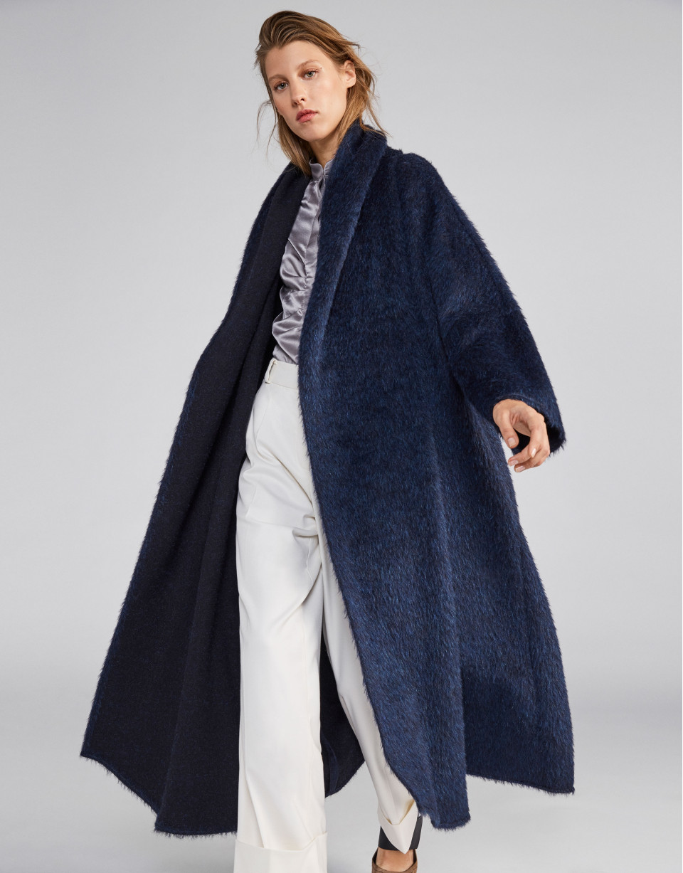 Long blue wool coat