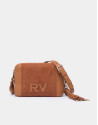 Bolso bandolera Louvre piel y serraje cámel