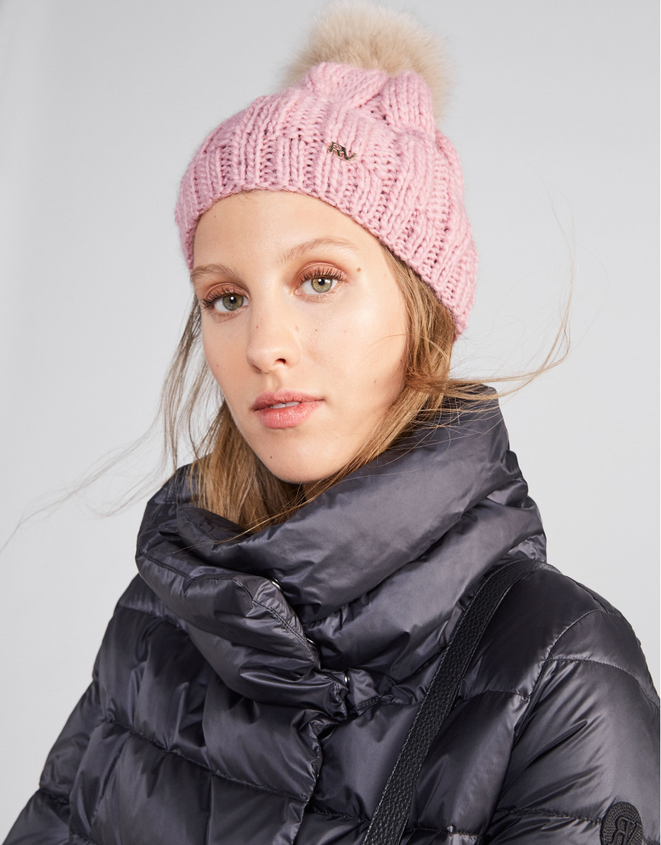 Pink wool knit cap