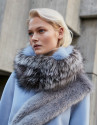 Taupe fox fur tubular scarf
