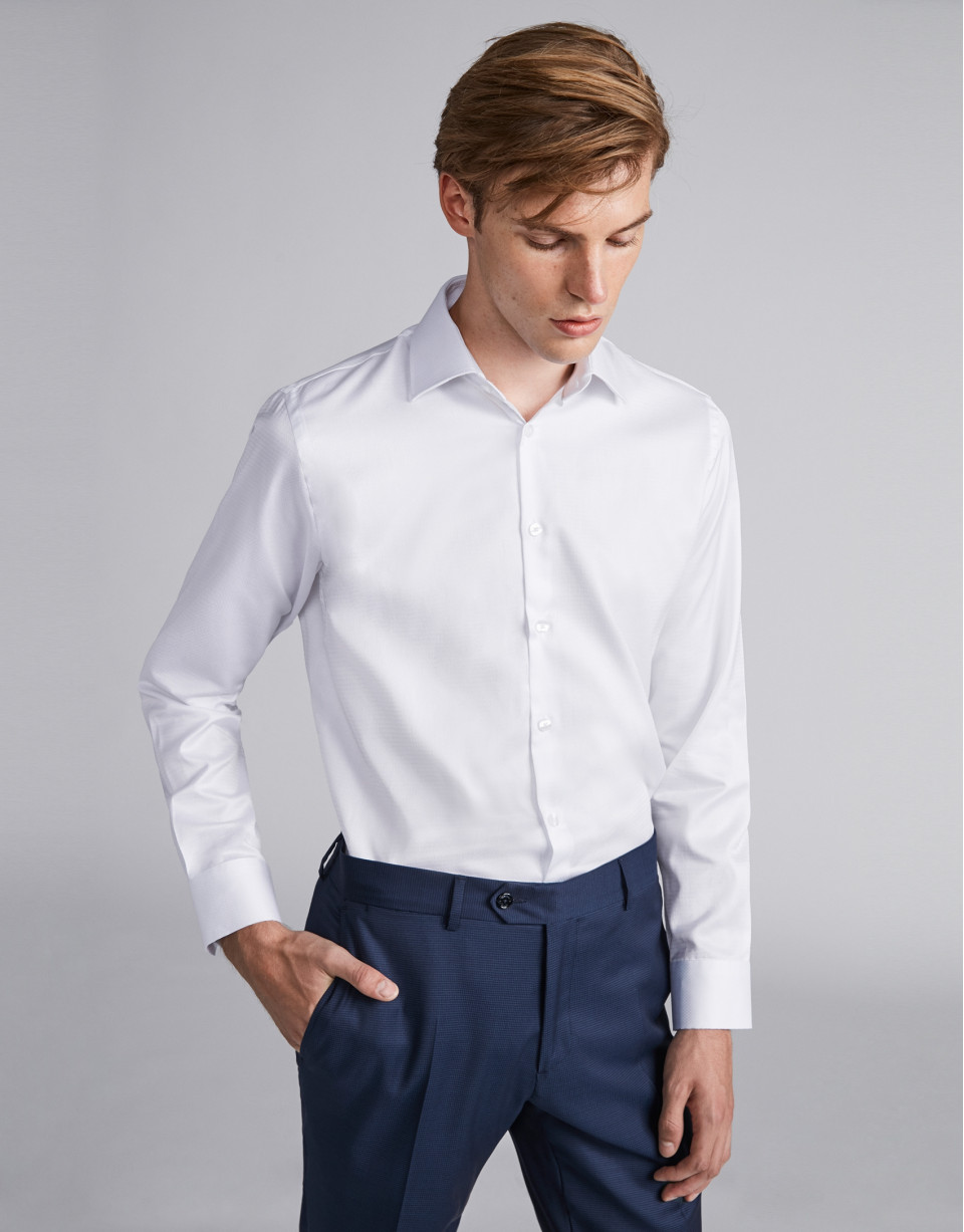 Camisa vestir algodón estructurado blanco