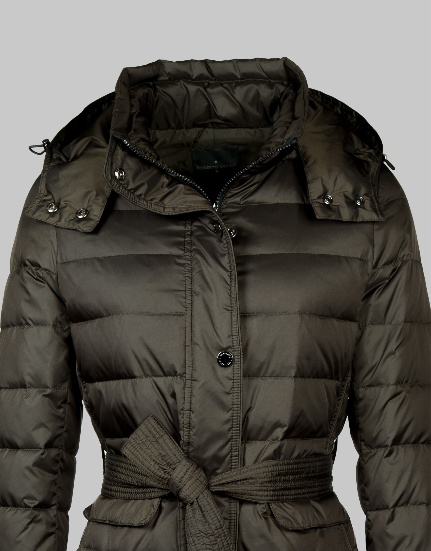Khaki green ski-jacket with hood