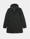 Long khaki green coat with detachable bib
