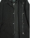Long khaki green coat with detachable bib