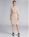 Vestido midi avellana con grosgrain