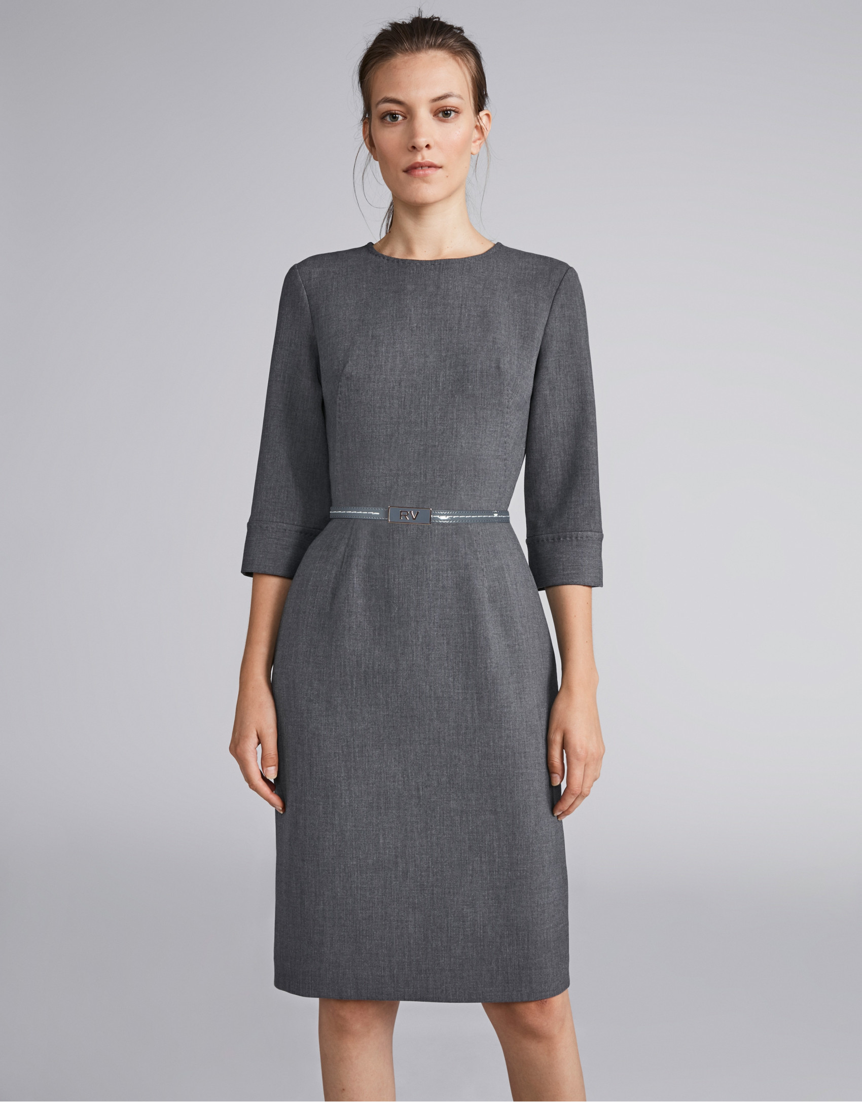 Marengo gray gross grain midi dress