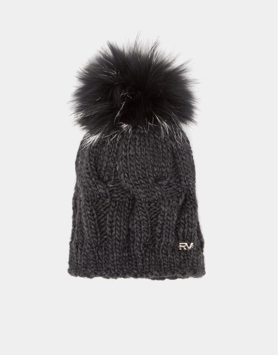 Pearl gray wool knit cap