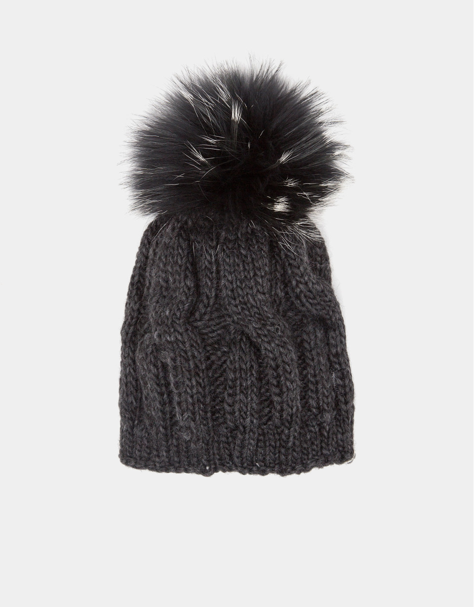 Gorro de punto de lana gris perla