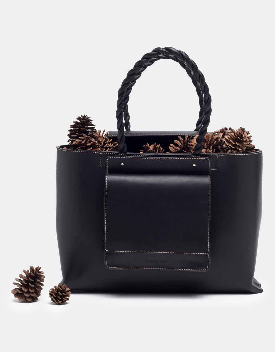 Black leather Garden tote bag