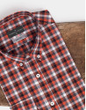 Camisa sport cuadros con perfiles grises/naranja quemado