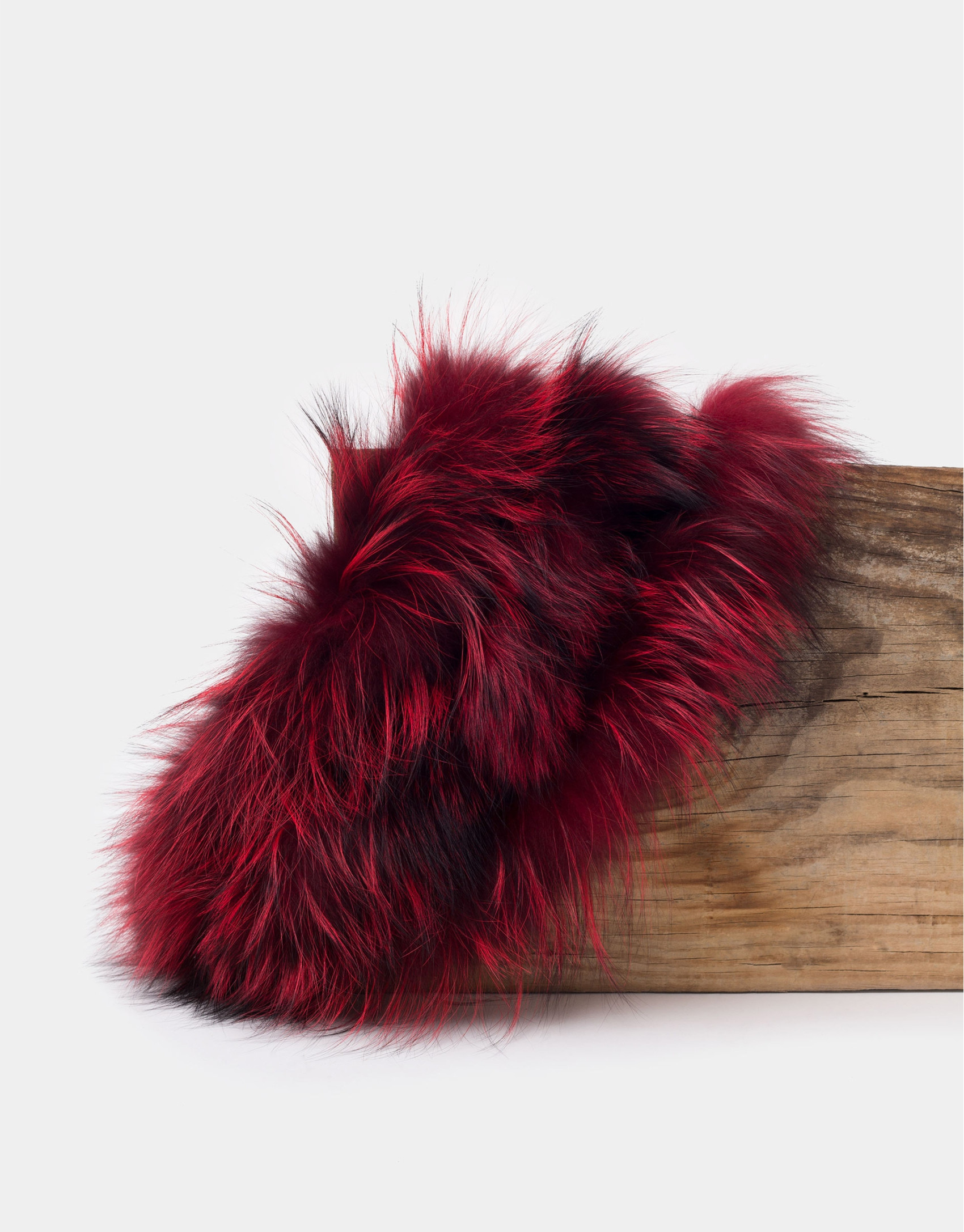 Red fox fur tubular scarf