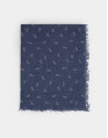 Plain navy blue scarf with RV print