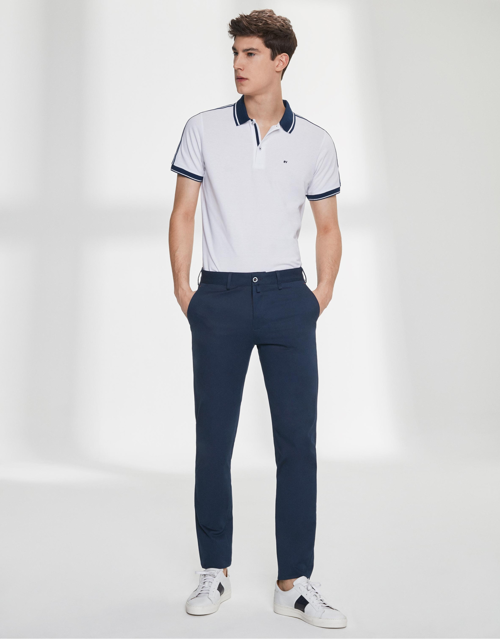 Navy blue basic cotton chino pants