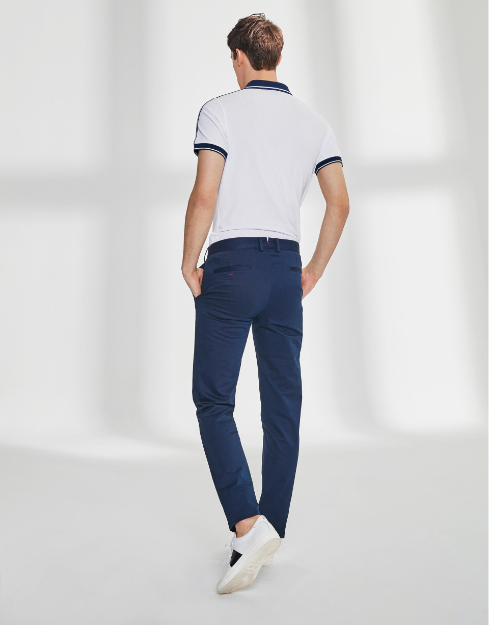 Pantalón chino básico algodón marino