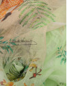 Lime linen scarf with animal print