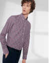 Camisa sport cuadros Vichy marino/rojo