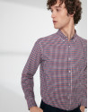 Camisa sport cuadros Vichy marino/rojo