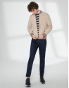 Beige suede bomber jacket