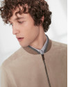 Beige suede bomber jacket