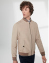 Beige suede bomber jacket