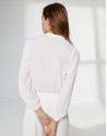 Camisa crudo con escote en V y lazada