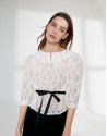Beige blouse with boat neck