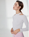 Silver lurex sweater with double neckline