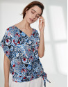 Ultramarine blue geometric print top