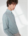 Blue and green checked sport shirt