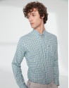 Camisa sport cuadros tonos verde/azul