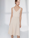 Vestido punto arena escote cruzado