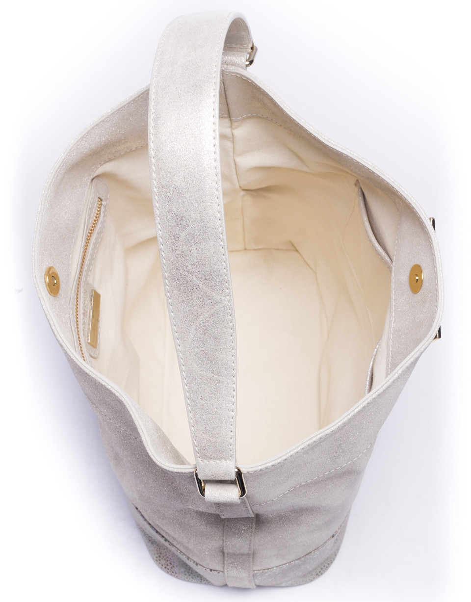 ERIKA RAYA:  Multi-colored striped fantasy leather hobo bag