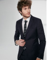 Navy blue wool twill, slim fit suit