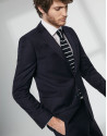 Traje slim fit sarga de lana marino