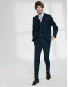 Navy blue fake plain, virgin wool, regular fit suit