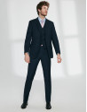 Traje regular fit lana virgen falso liso marino