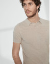 Sandy colored melange linen tricot polo