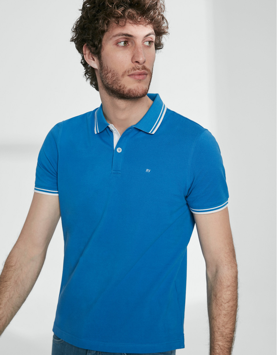 Polo piqué algodón azulón