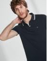 Navy blue cotton pique polo