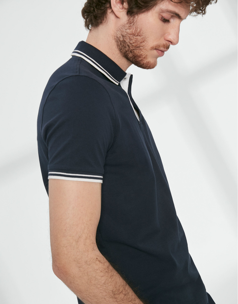 Polo piqué algodón marino