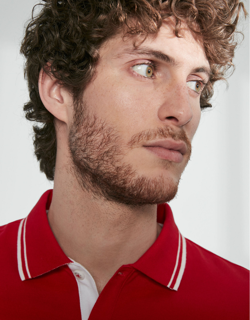 Red cotton pique polo